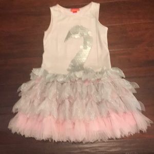 Kate Mack light pink and silver sparkly dress